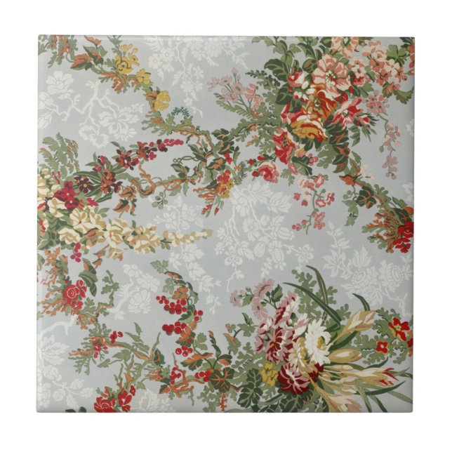 Blommigt Industrikonst under 1800-talet  Kakelplatta (Framsidan)