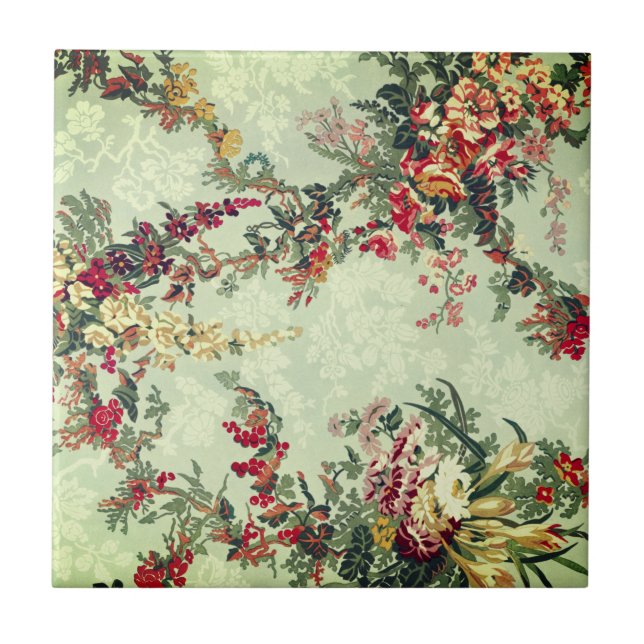 Blommigt Industrikonst under 1800-talet   Kakelplatta (Framsidan)