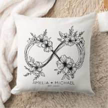 Blommigt Infinity Sign Anpassade Namn Pillow
