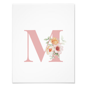 Blommigt Initial Brev Monogram Fototryck