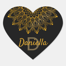 Blommigt initial monogram guld personlig mandala