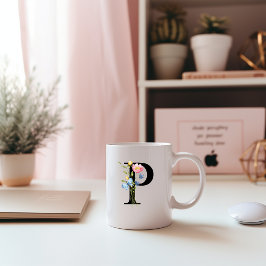 Blommigt Initialt monogram P Mugg