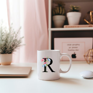 Blommigt Initialt monogram R Mugg