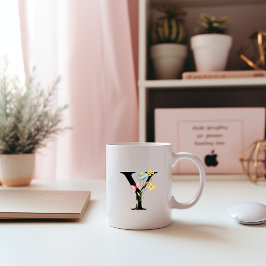 Blommigt Initialt monogram Y Mugg