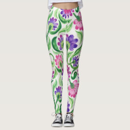 Blommigt Inslag Tie Dye Effect Mönster Leggings