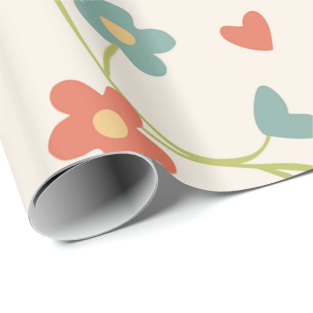 Blommigt inslagspapper presentpapper (Rullad Hörn)