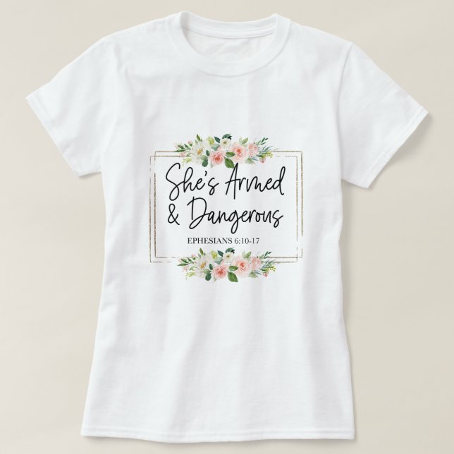 Blommigt inspirationerande bibelsverse t shirt (Design framsida)