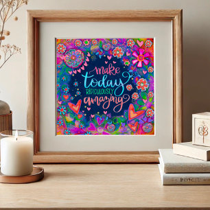 Blommigt inspirationsincitationshjärter för Söt av Poster