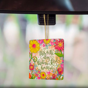 Blommigt inspirerande Religiösa Verse Inspirief Julgransprydnad Keramik