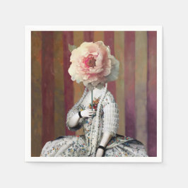 Blommigt Intrigue Rosa Peony Mask Pappersservett