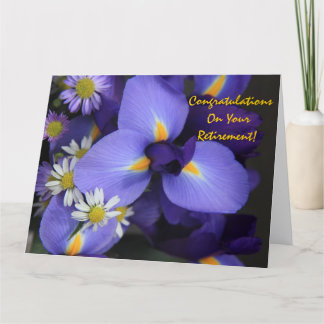 Blommigt, Iris och kortkortdaisy, pension (jumbon) Kort