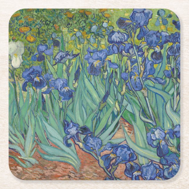 Blommigt Irises Garden Vincent van Gogh Inspired Underlägg Papper Kvadrat (Framsidan)