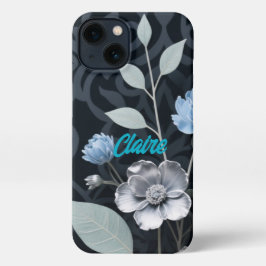 Blommigt, Isig Blue och Silver Mönster R