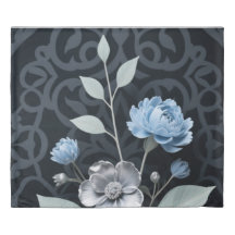 Blommigt, Isig Blue & Silver Mönster
