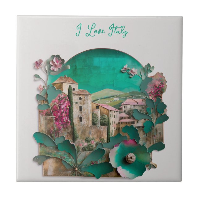 Blommigt Italienska pappra skulpturer Kakelplatta (Framsidan)