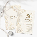 Blommigt Ivory Guld Surprise 50:e Födelsedagsfeste Inbjudningar<br><div class="desc">Blommigt Ivory Cream & Guld Surprise 50:e Födelsedagsfest inbjudan. Minimalistisk modern design med botaniska accenter och typsnitt för typsnitt. Enkel perfekt för inbjudan-kort i blommigt för en snyggt kvinnlig överraskning i firande. Kan anpassas till vilken ålder som helst.</div>