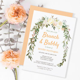 Blommigt Ivory Peach Brunch & Bubly Möhippa Inbjudningar