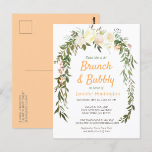 Blommigt Ivory Peach Brunch & Bubly Möhippa Vykort