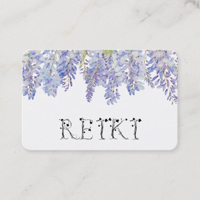 *~* Blommigt Ivy Wisteria Flower Watercolor REIKI Visitkort (Framsida)