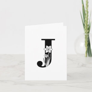 Blommigt J Monogram på vitanteckningskort Anteckningskort