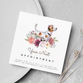 Blommigt Jack Russel Terrier Möte Reminder Fyrkantigt Visitkort