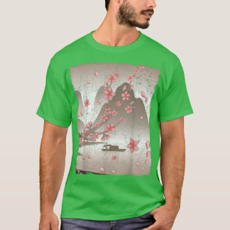 Blommigt Japanskt berg Sakura Rosa Flower Cherry T Shirt