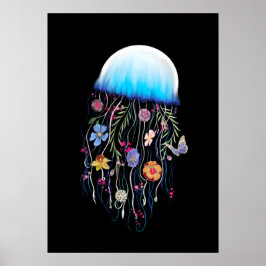 Blommigt Jellyfish print Poster