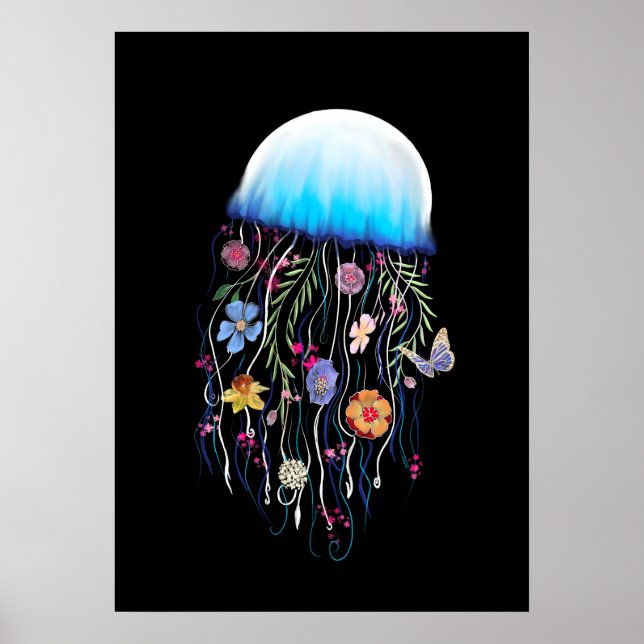 Blommigt Jellyfish print Poster (Framsidan)