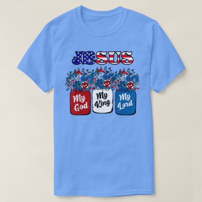 Blommigt Jesus Herren Kung Min Herre, Red White Bl T Shirt (Design framsida)