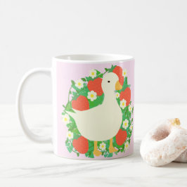 Blommigt Jordgubbe Goose Anka Kaffemugg