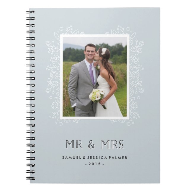 Blommigt Journal - Powder Blue Anteckningsbok (Framsidan)
