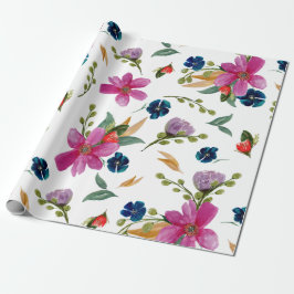 Blommigt Joyeaux Namnteckning Wrapping Papper Presentpapper