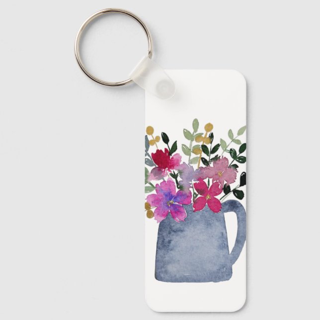 Blommigt Jug Keychain Nyckelring (Framsida)
