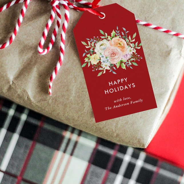 Blommigt jul Bouquet Presentetikett (Skapare uppladdad)