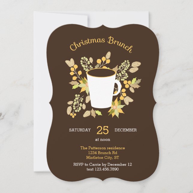 Blommigt Jul Brunch-inbjudan Inbjudningar (Framsida)