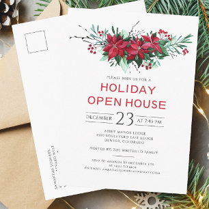 Blommigt Jul Helgdag Open House Party Inbjudan Vykort