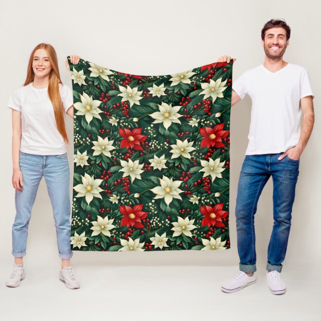 Blommigt jul Mönster Fleecefilt (På plats)