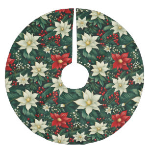 Blommigt jul Mönster Julgransmatta Borstad Polyester