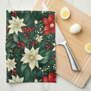 Blommigt jul Mönster Kökshandduk