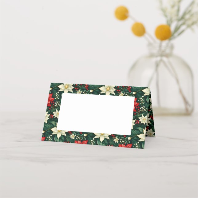 Blommigt jul Mönster Placeringskort (Framsida)