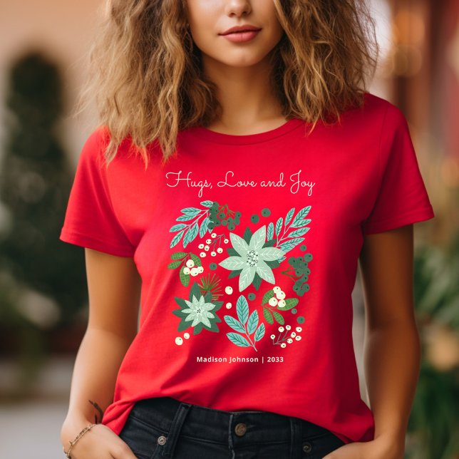 Blommigt jul Party T Shirt (Floral Christmas Party T-Shirt)