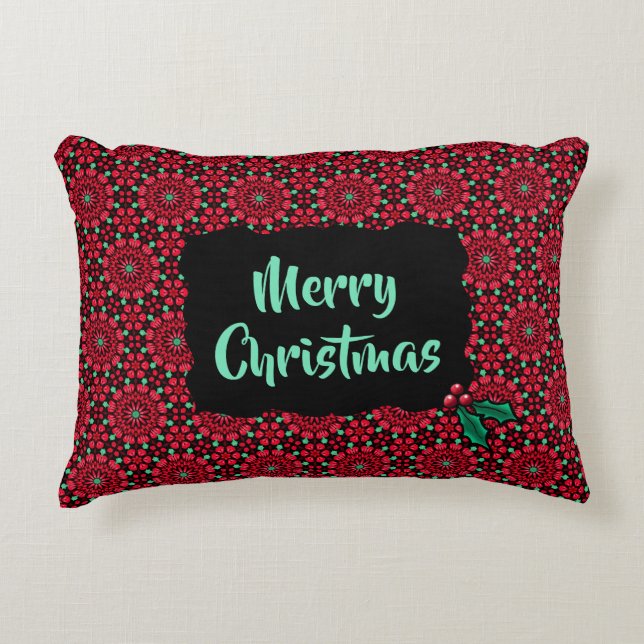 Blommigt jul prydnadskudde (Framsidan)