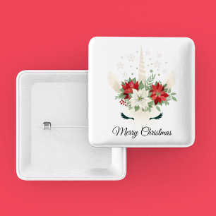 Blommigt Jul Unicorn GOD JUL Knapp