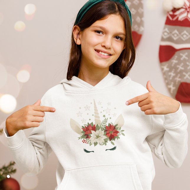 Blommigt Jul Unicorn T Shirt (Skapare uppladdad)
