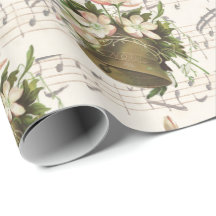 Blommigt Julbell Lakan Music Wrapping Papper