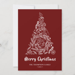 Blommigt Julgran | Gräs Bough Red Julkort