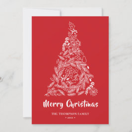 Blommigt Julgran | Gräs Bough Red Julkort