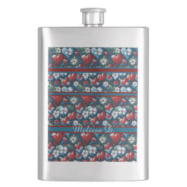 Blommigt Julhjärtan i Red Blue och Grönt Fickplunta