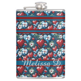 Blommigt Julhjärtan i Red Blue och Grönt Fickplunta