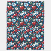 Blommigt Julhjärtan i Red Blue och Grönt